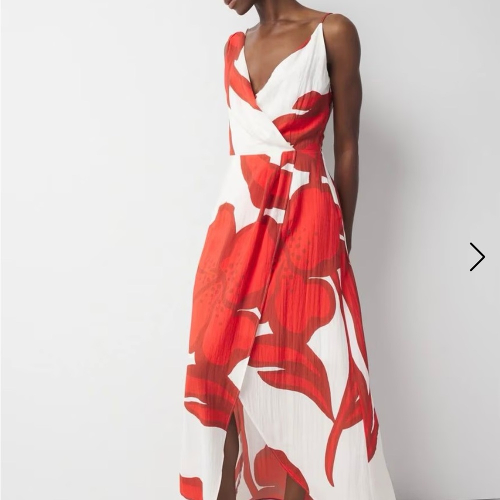 White House Black Market Asymmetrical Red and White Dress